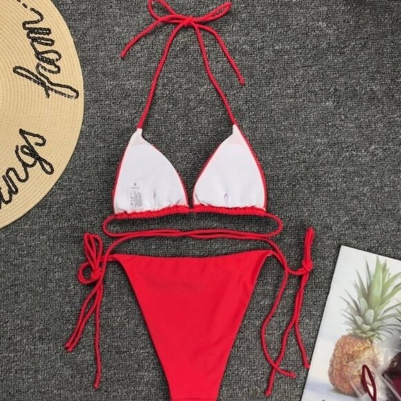 Simple Triangle Brazilian Two Piece Bikini Set Swimsuit - Picture 4 of 4